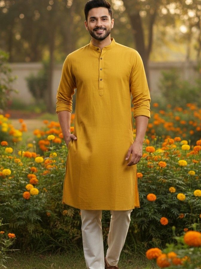 ladsloom Men Solid Pure Cotton Straight Kurta-picture-42