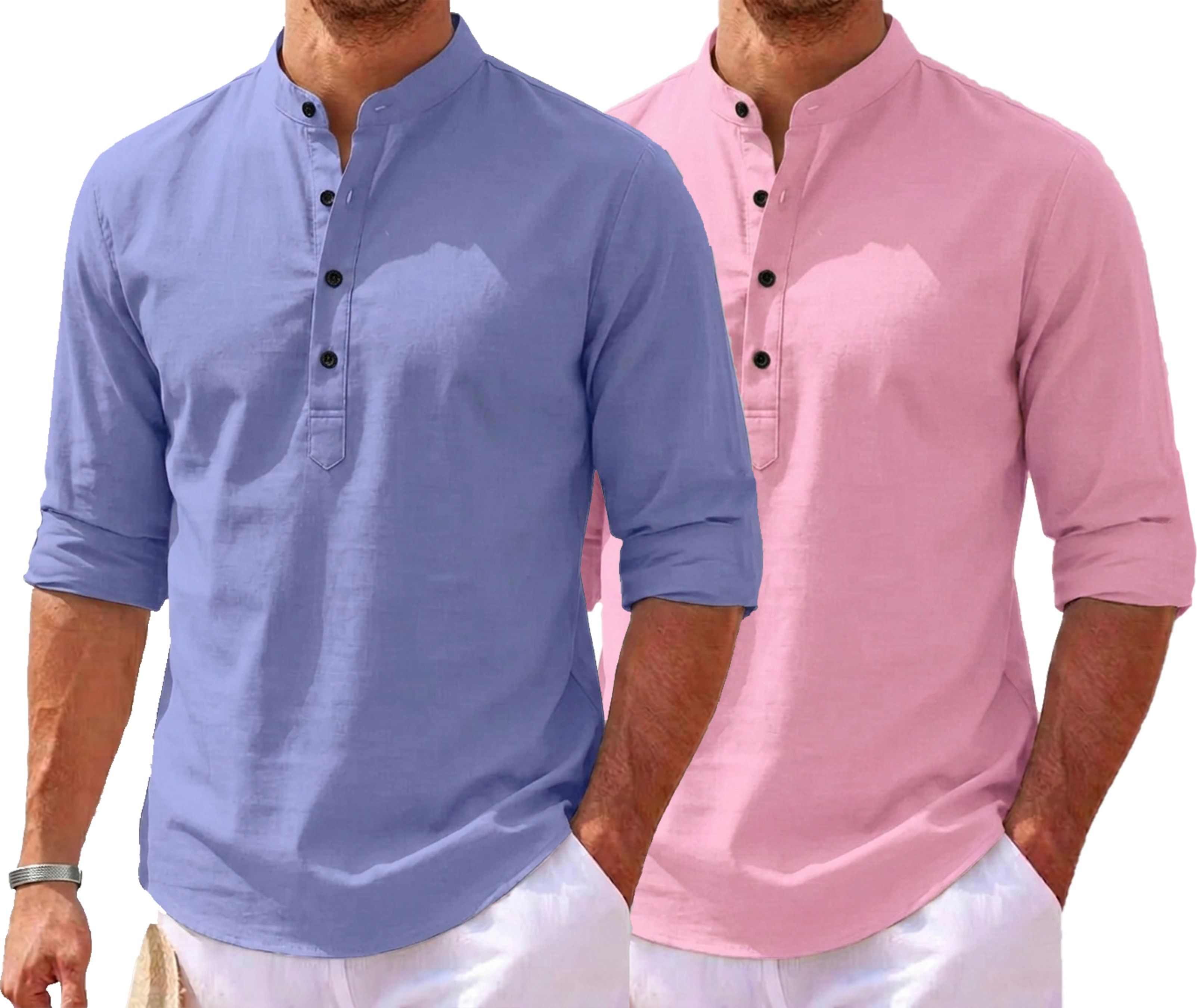 hfm Pack of 2 Men Solid Cotton Blend Straight Kurta-picture-44