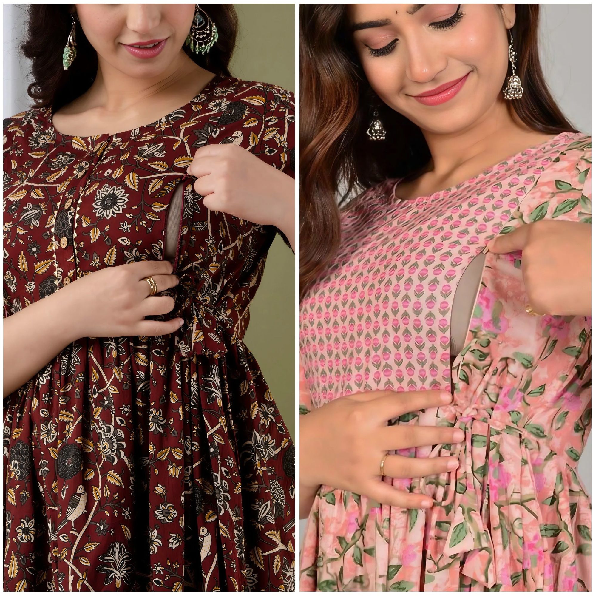 mj textile Pack of 2 Women Floral Print, Printed Pure Cotton Anarkali Kurta-picture-11
