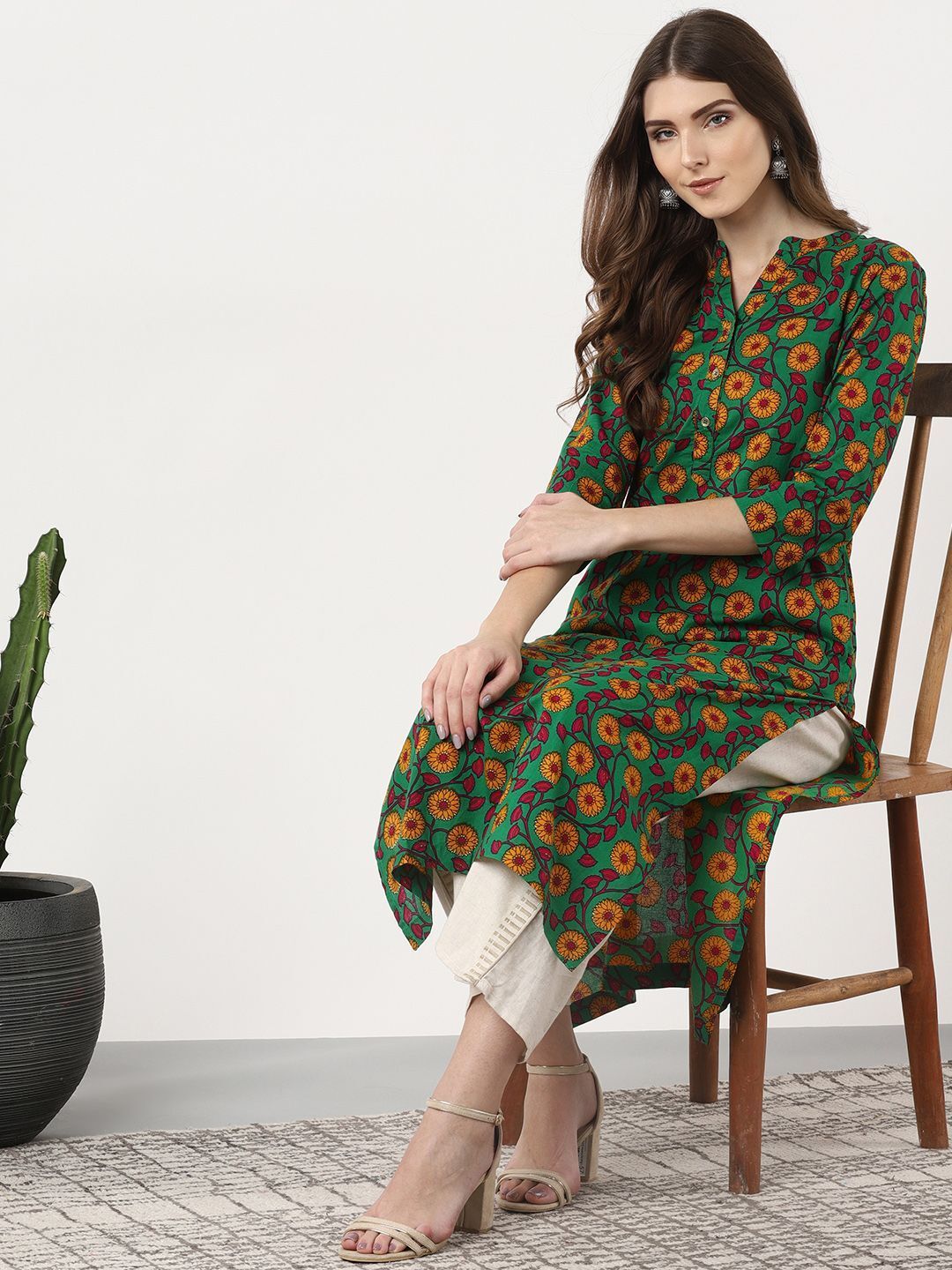 sangria Printed Cotton Blend Straight Kurta for Women-picture-10