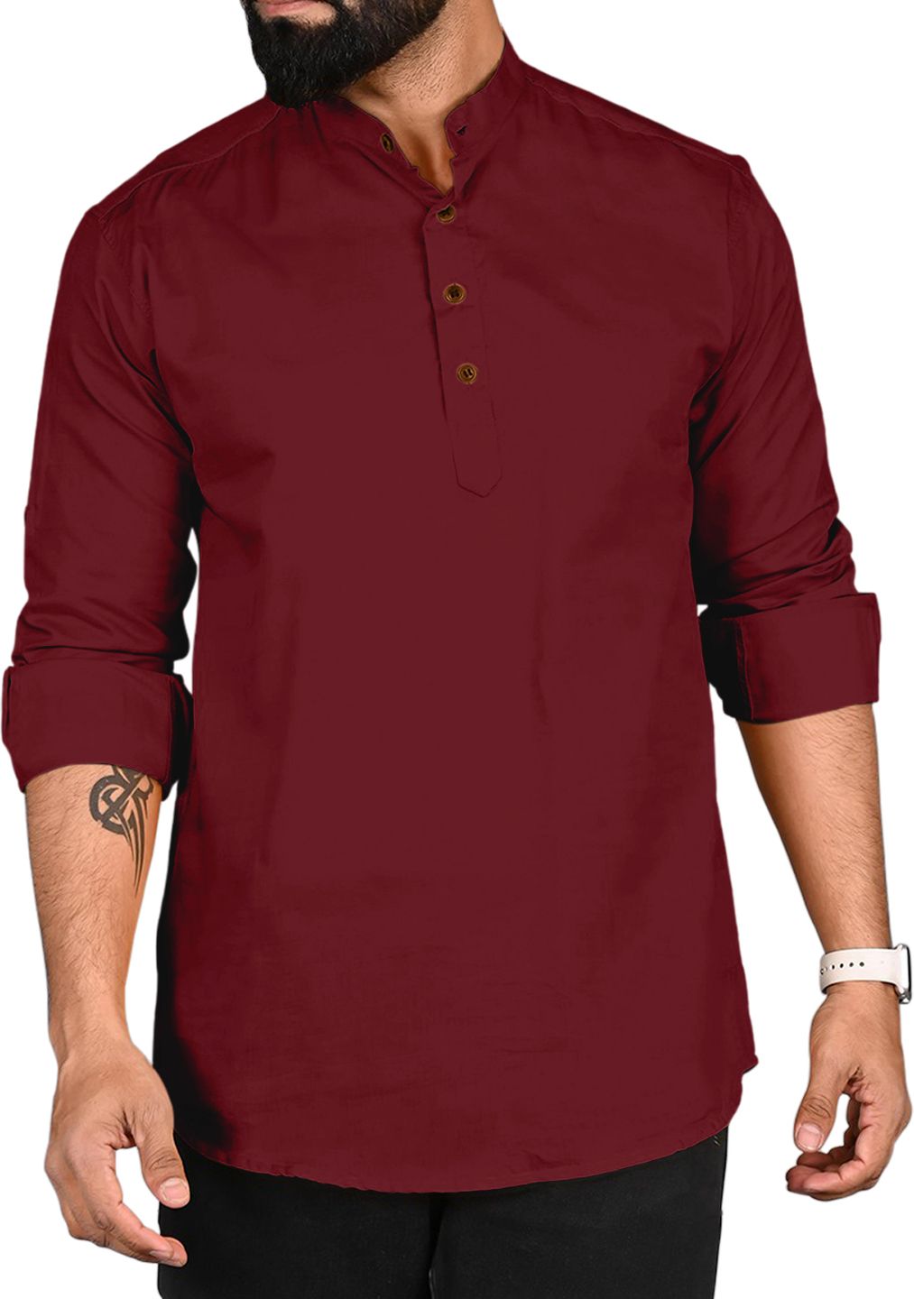 royal scout Solid Cotton Blend Straight Kurta for Men-picture-12