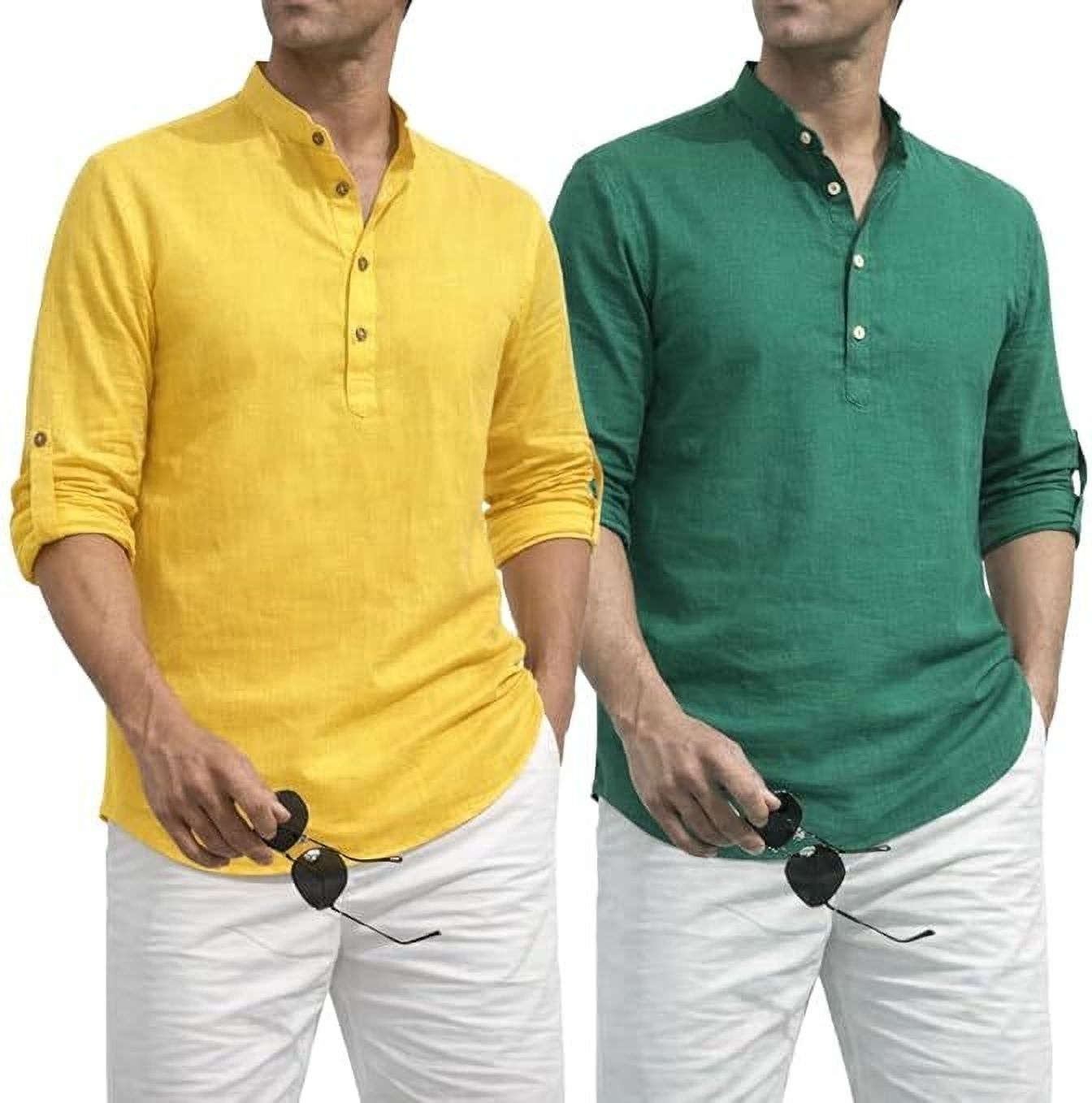bahumaan Pack of 2 Solid Pure Cotton Straight Kurta for Men-picture-24