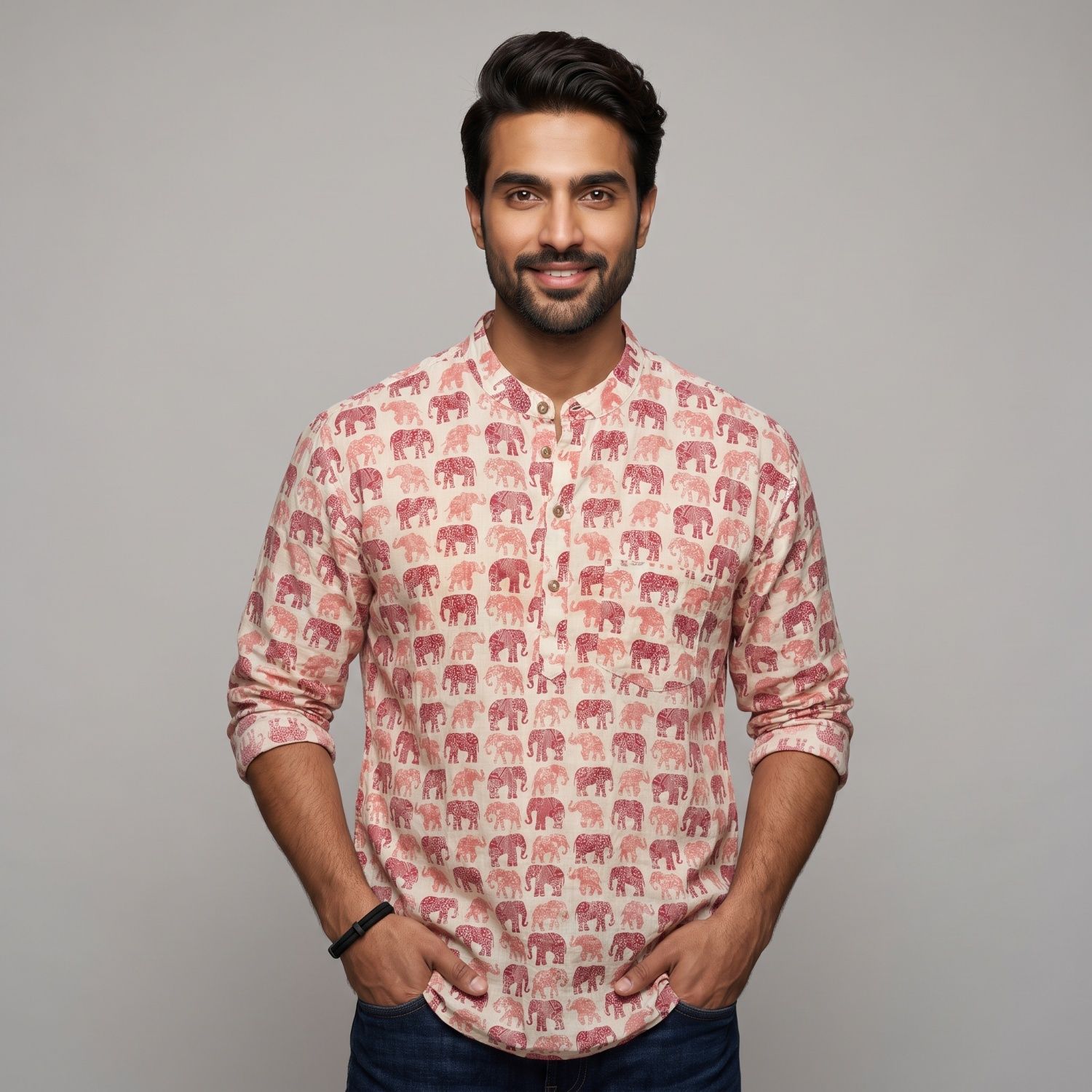 desicubs Printed, Animal Print Pure Cotton Straight Kurta for Men-picture-14