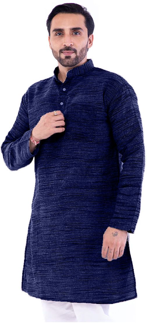 aaryavar Self Design Khadi Cotton Straight Kurta for Men-picture-13