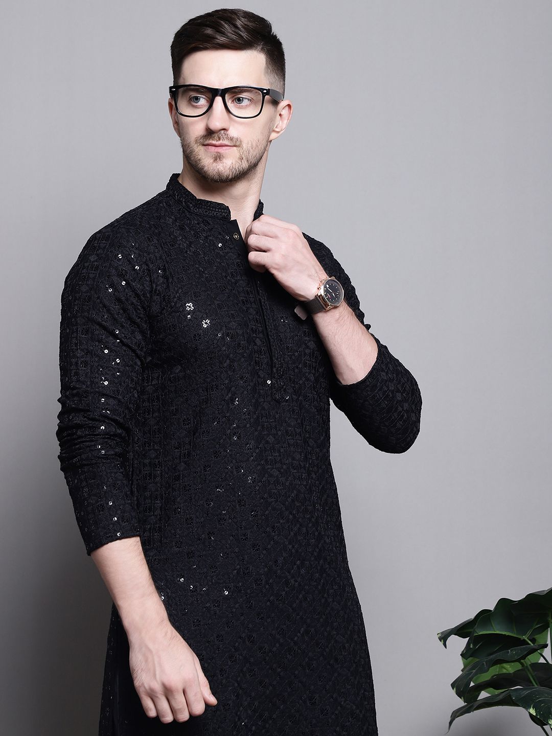 Men Embroidered Pure Cotton Straight Kurta