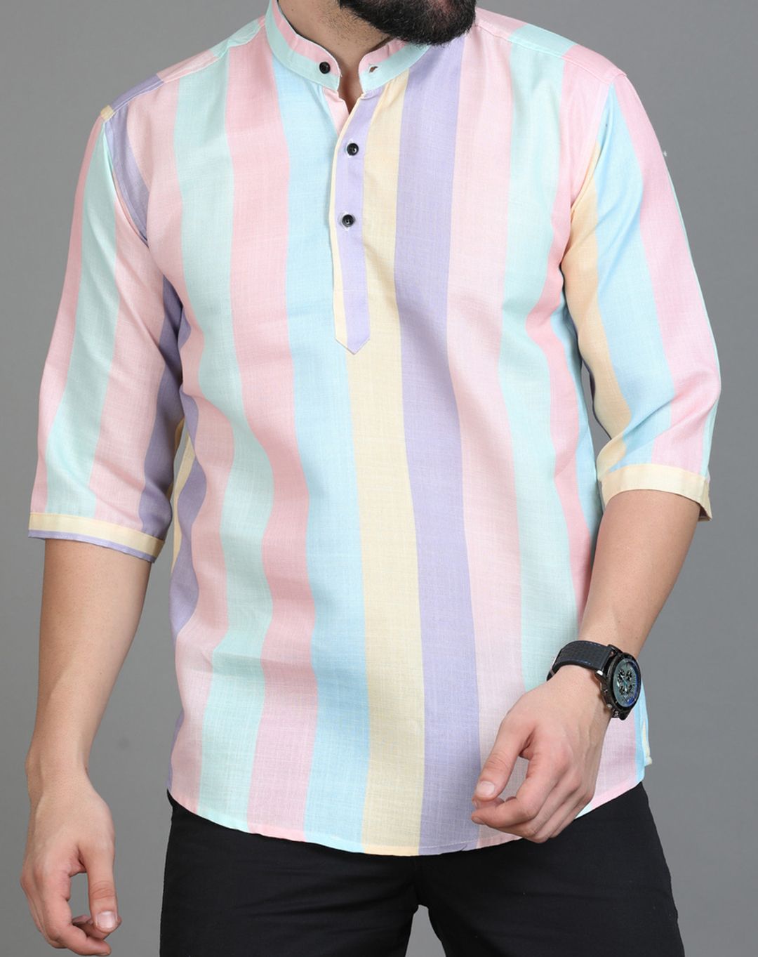 silverbuck Printed Cotton Blend Straight Kurta for Men-picture-18