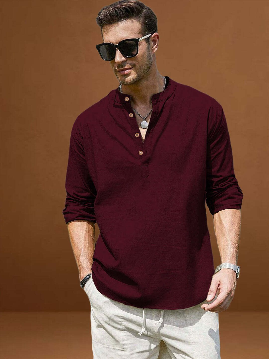 vida loca Solid Cotton Blend A-line Kurta for Men-picture-23