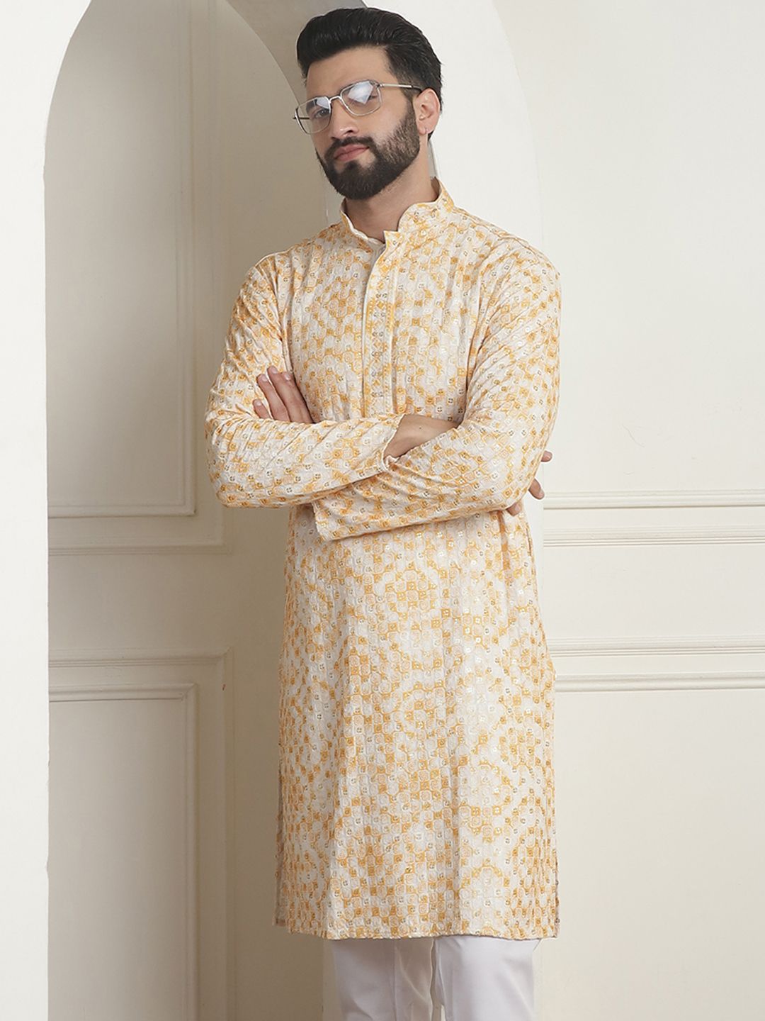 sojanya Men Embroidered Pure Cotton Straight Kurta-picture-11