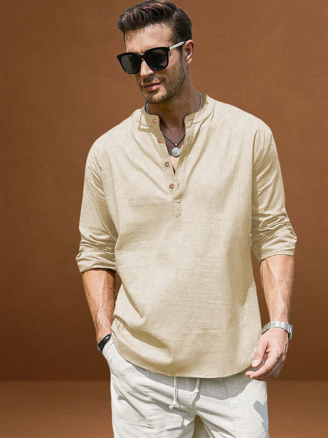 vida loca Solid Cotton Blend A-line Kurta for Men-picture-33