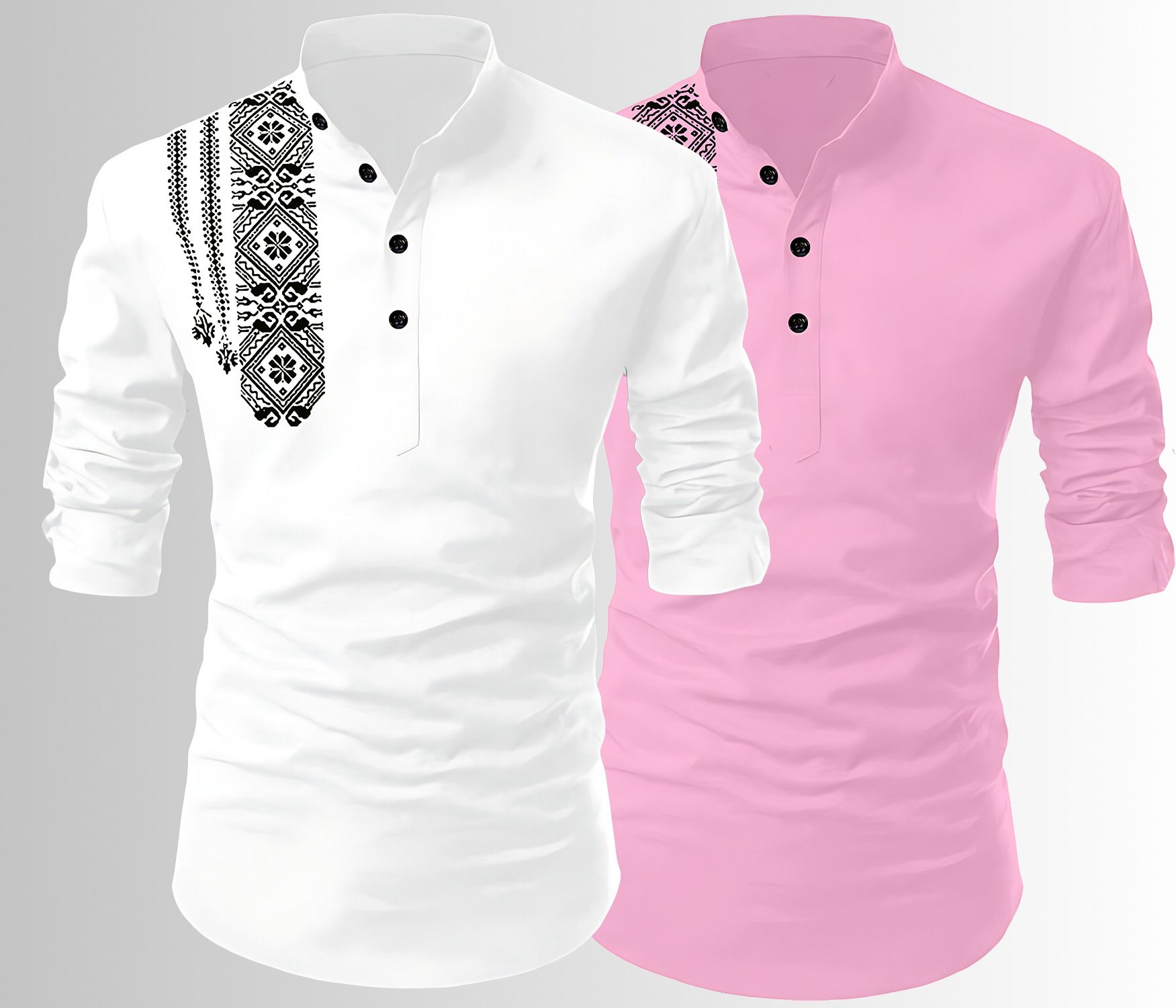fashion marts Pack of 2 Printed Cotton Blend Straight Kurta for Men-picture-8