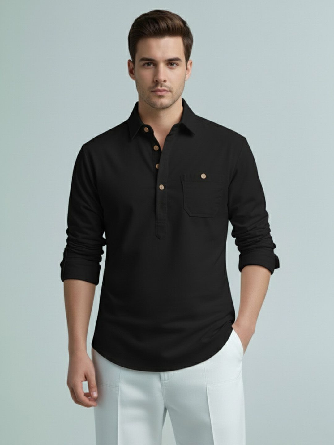 edinswoifs trend Solid Cotton Blend Straight Kurta for Men-picture-15