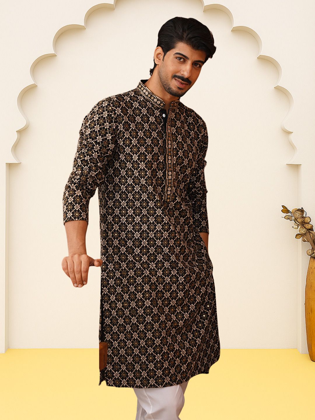 jompers Men Printed Viscose Rayon Straight Kurta-picture-18