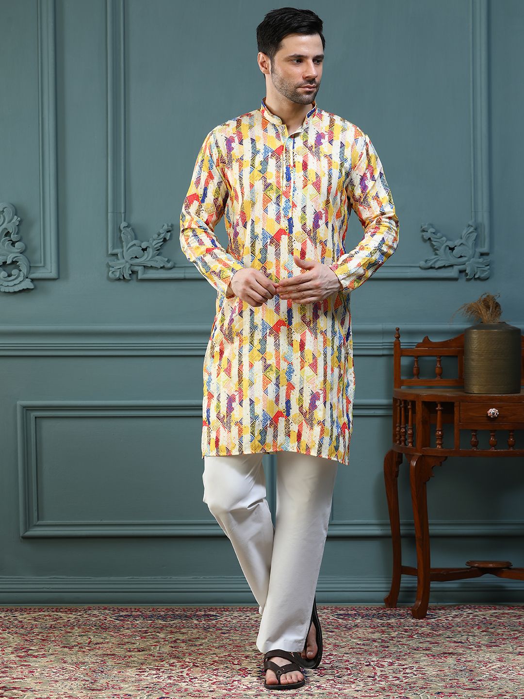 Men Cotton Rayon Kurta Pant Set-image-22