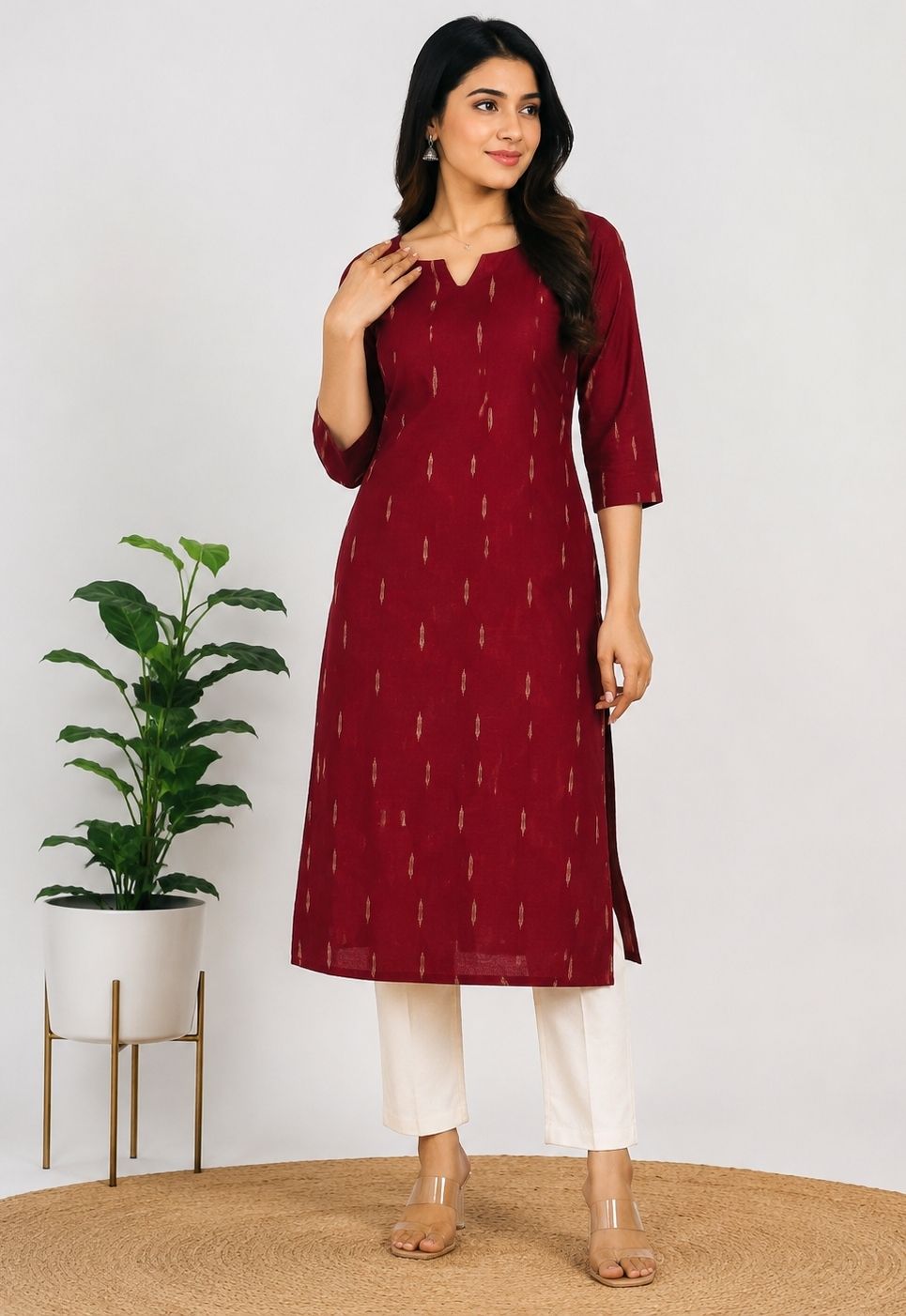 Ikat Pure Cotton Straight Kurta for Women-image-39