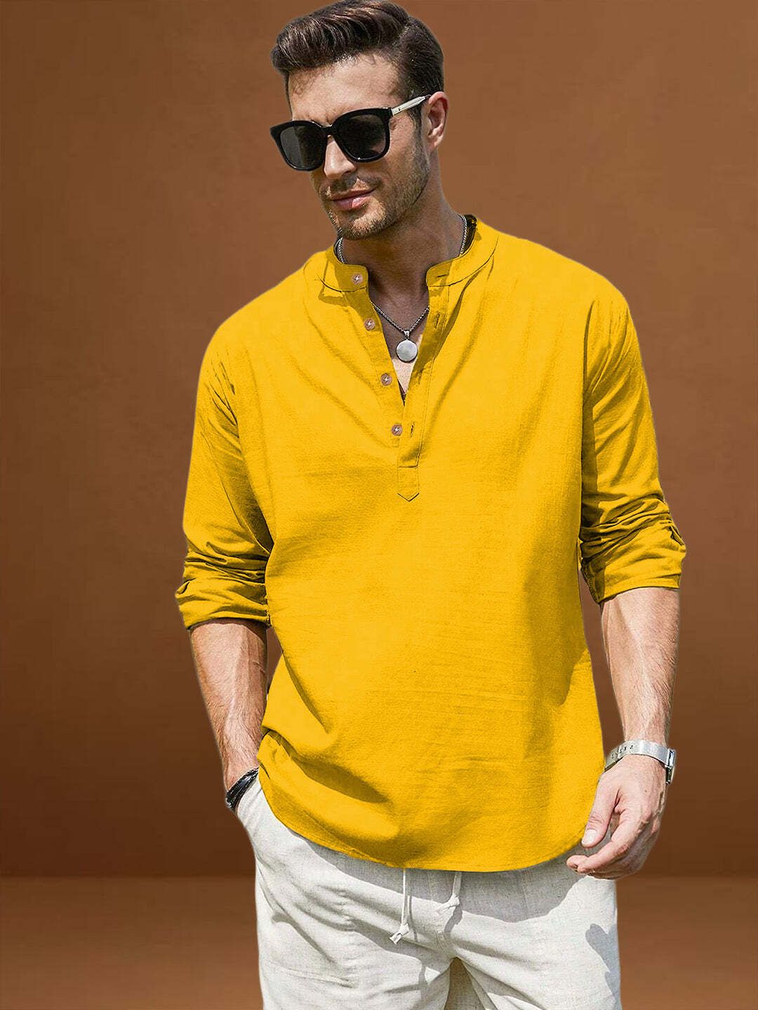 vida loca Solid Cotton Blend A-line Kurta for Men-picture-34