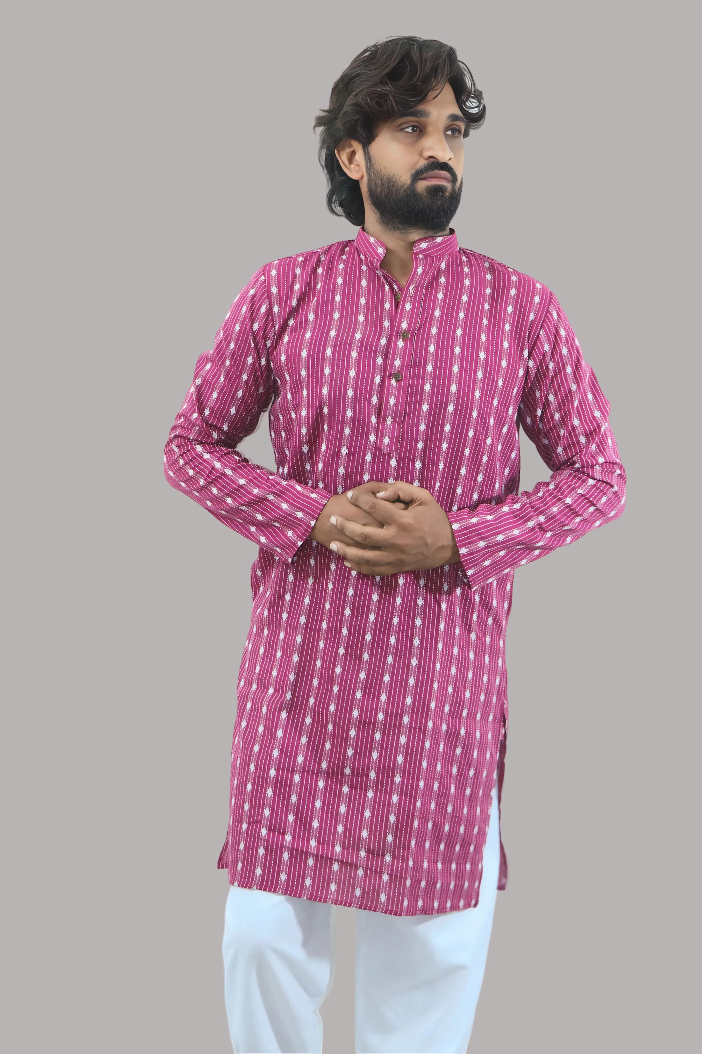 ladsloom Men Solid Pure Cotton Straight Kurta-picture-10