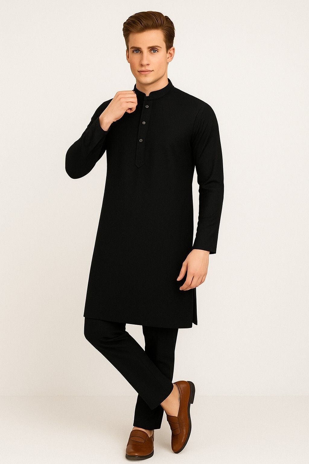 nftraders Men Solid Pure Cotton Straight Kurta-picture-21