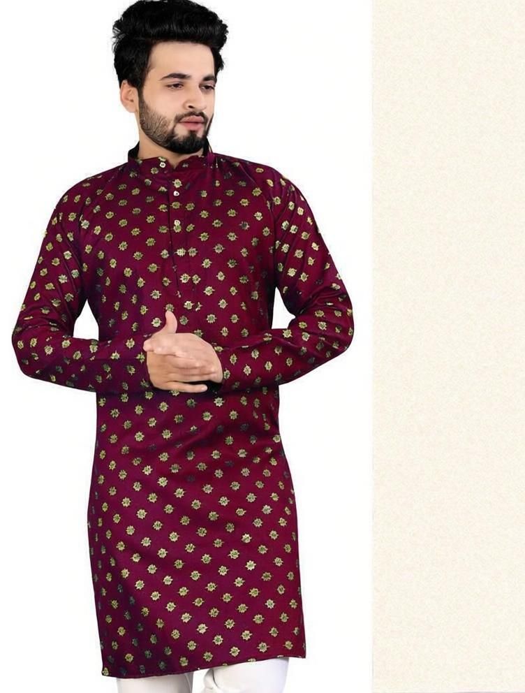 cellux Printed Cotton Blend Straight Kurta for Men-picture-32