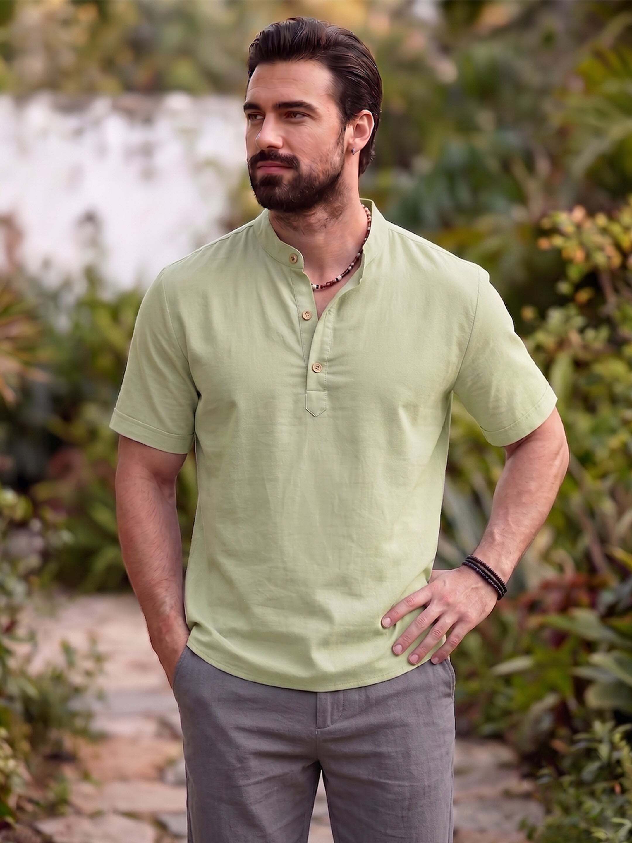 vashuqi Solid Cotton Blend Straight Kurta for Men-picture-13