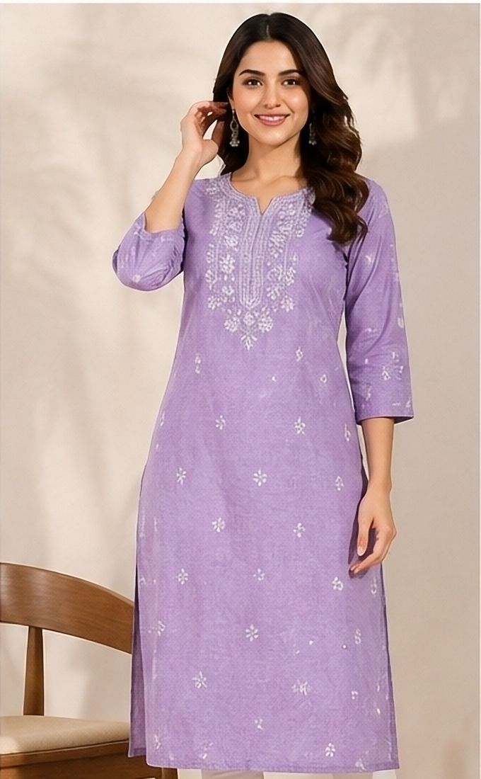 Printed Cotton Blend A-line Kurta for Women-image-39