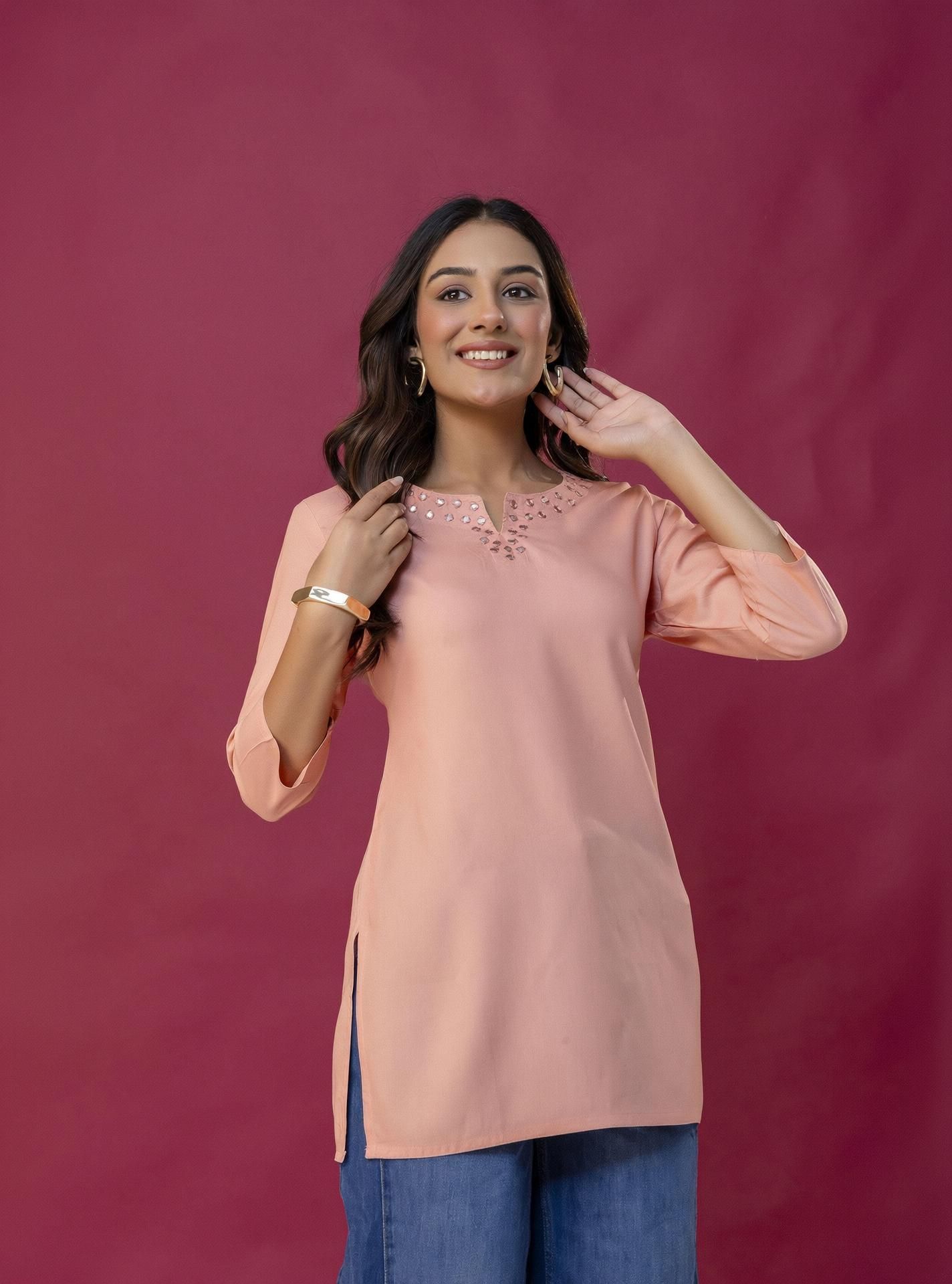 karagre Solid, Embroidered Viscose Rayon Straight Kurta for Women-picture-10