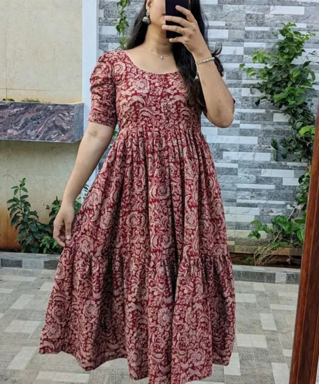 Women Kalamkari Cotton Blend Anarkali Kurta-image-8