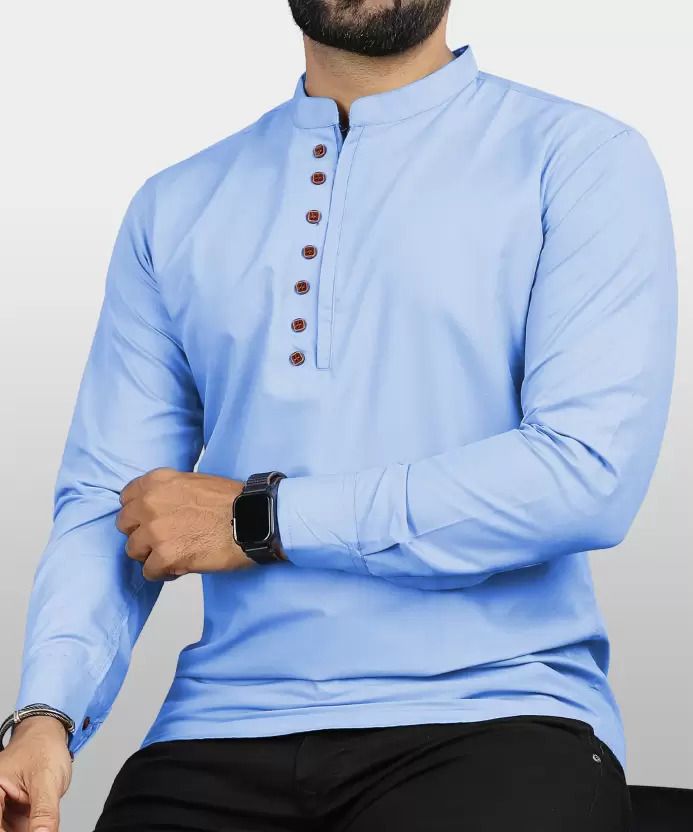 vtexx Men Solid Cotton Blend Straight Kurta-picture-16