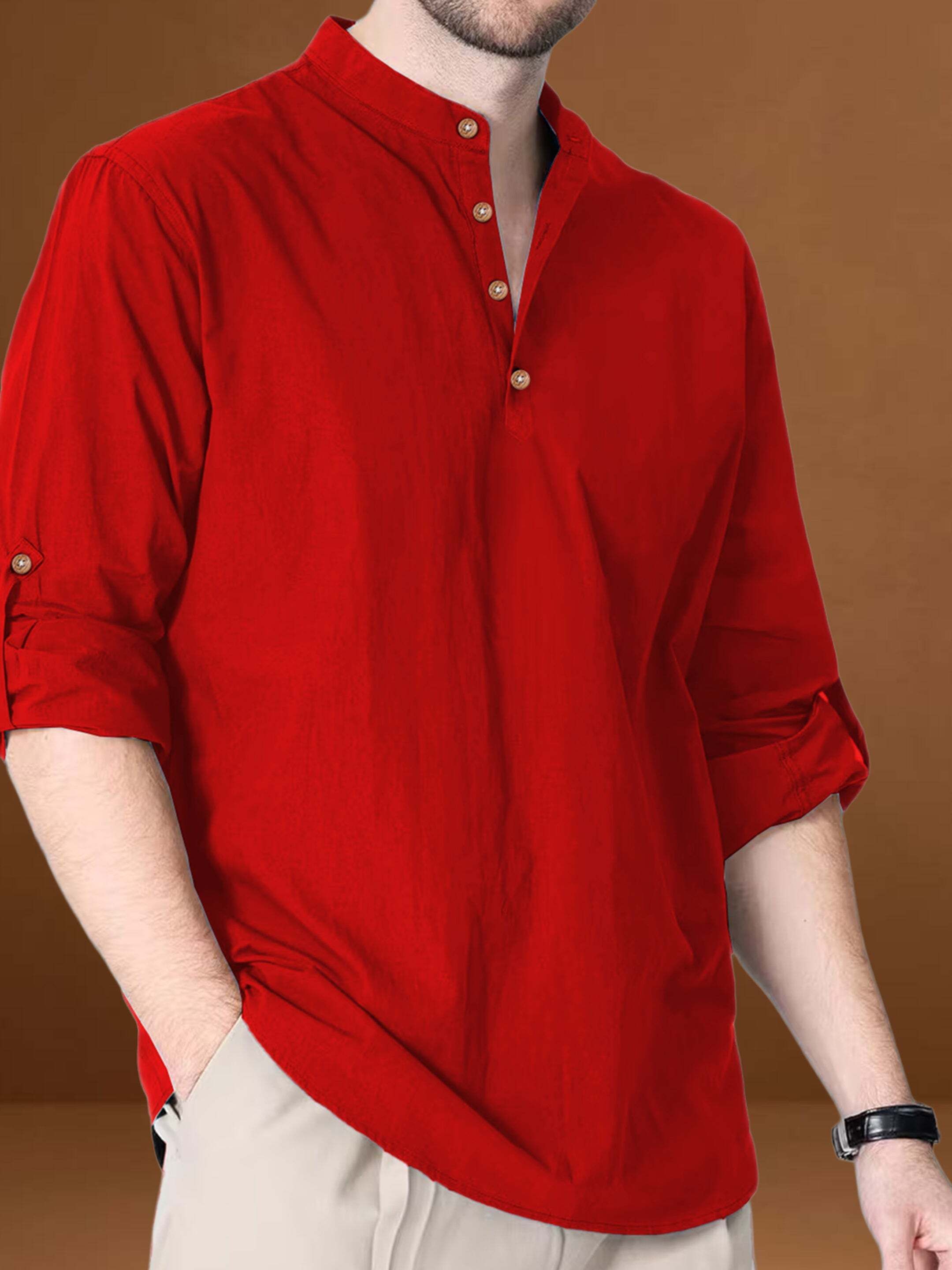 lenia Solid Cotton Blend Straight Kurta for Men-picture-26