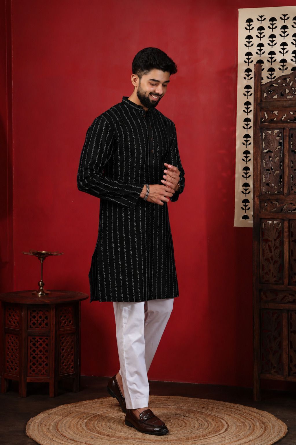 svatantra Striped Cotton Blend Straight Kurta for Men-picture-20