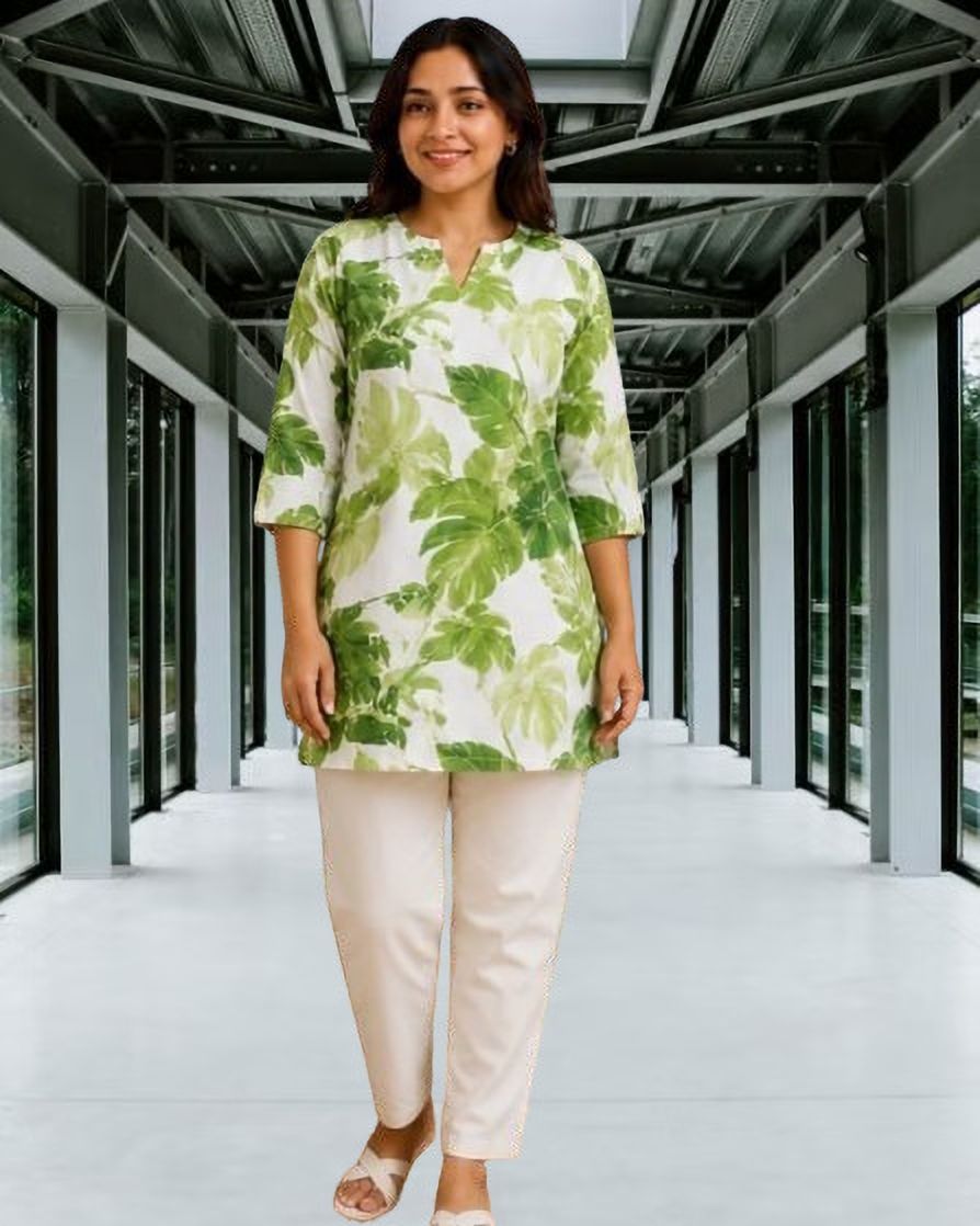 Floral Print, Printed Pure Cotton A-line Kurta for Women-image-7