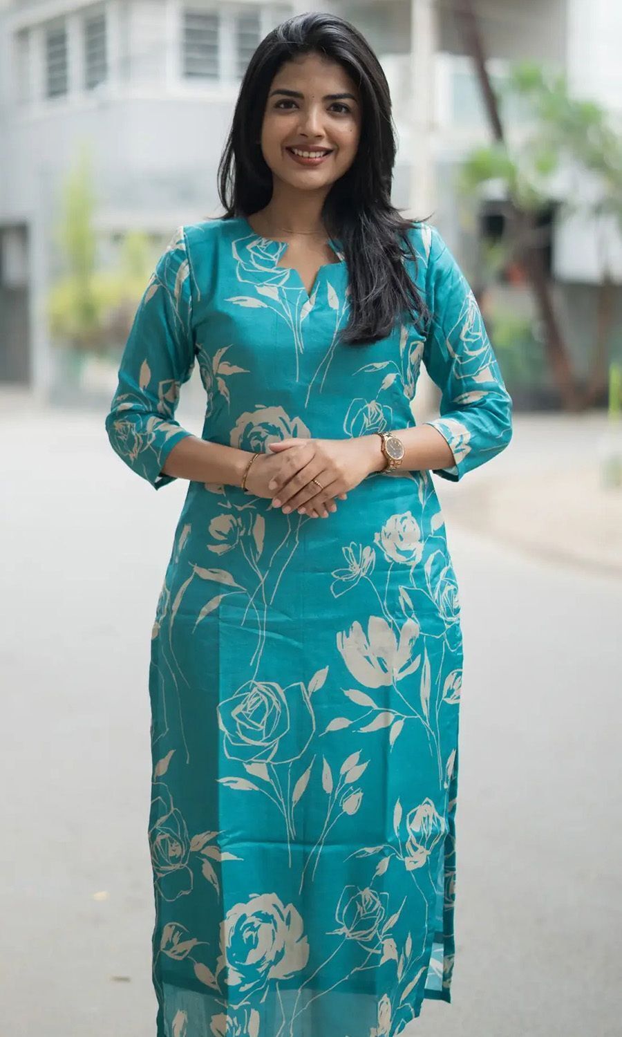 lugru collection Women Printed Cotton Blend Asymmetric Kurta-picture-14