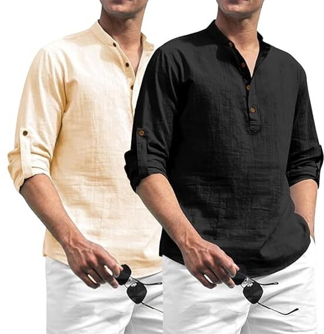 amritenterprise Pack of 2 Solid Cotton Blend Straight Kurta for Men-picture-47