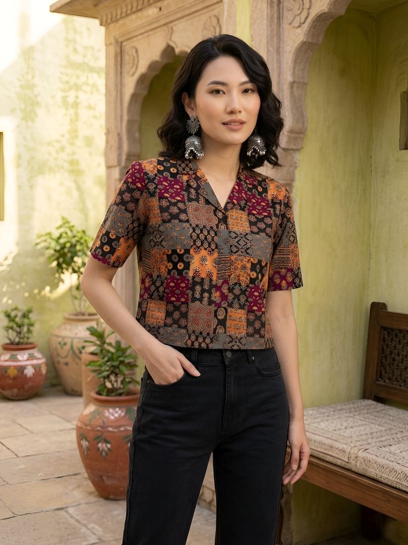 Casual Regular Sleeves Printed Women Multicolor Top-image-18