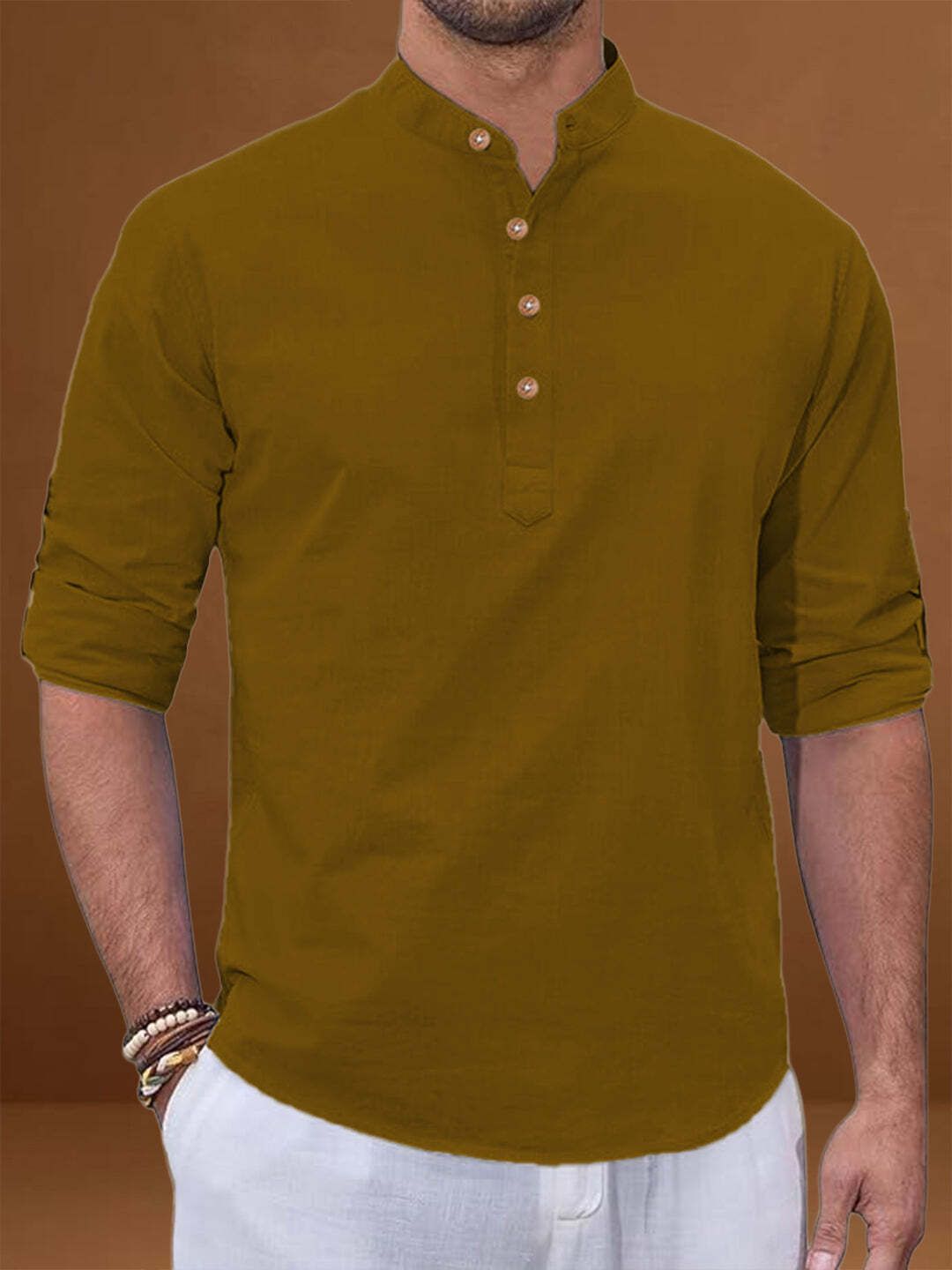 dareal Solid Cotton Blend A-line Kurta for Men-picture-5