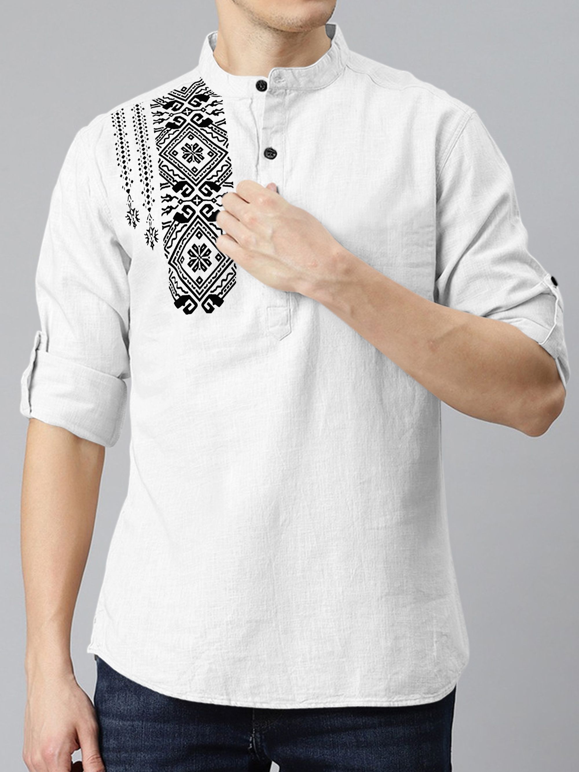 hopewear Printed Cotton Blend Tunic Kurta for Men-picture-47