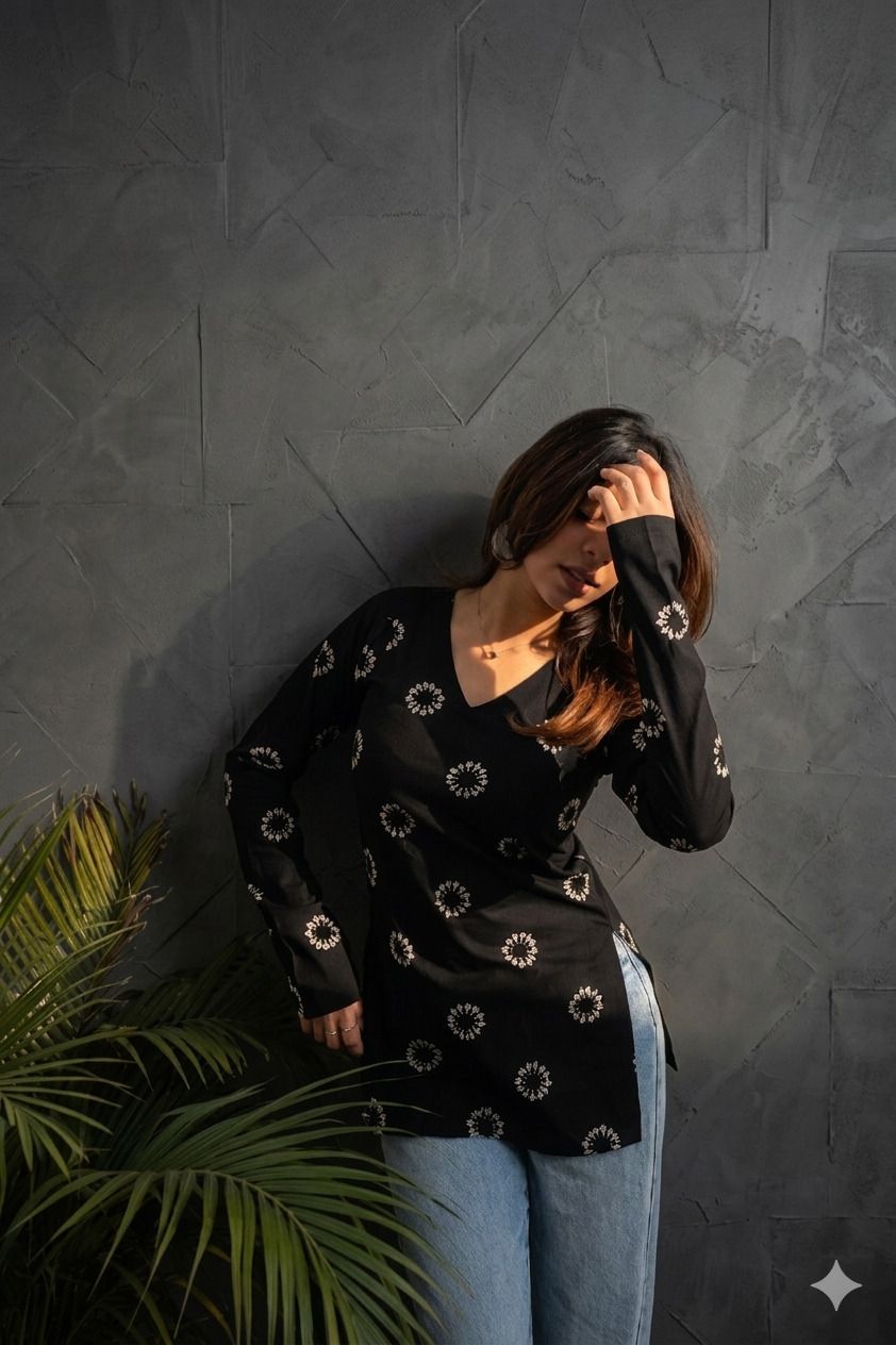 Printed Viscose Rayon Tunic Kurta for Women-image-24