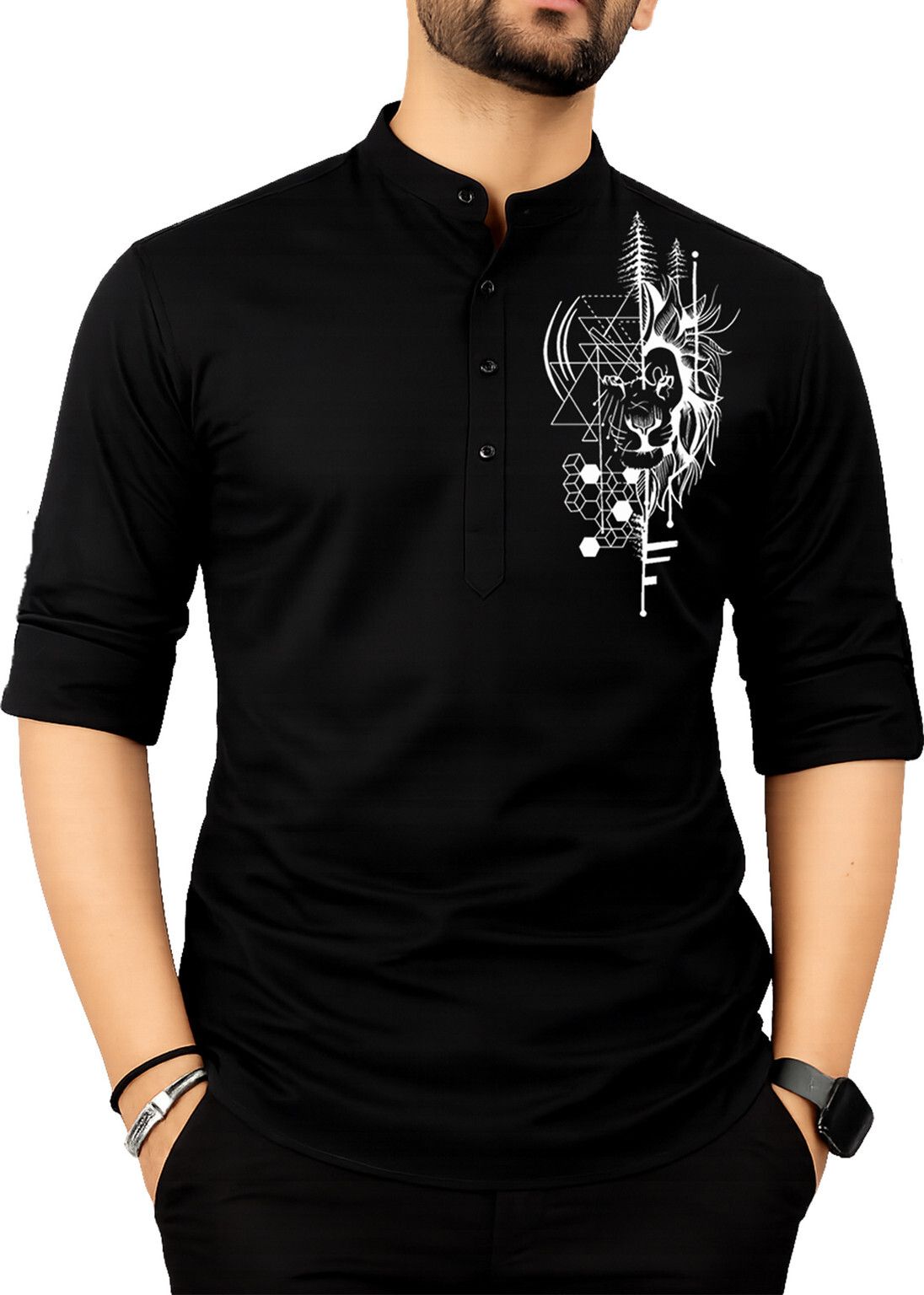 aaradhya clothng Printed Cotton Blend Straight Kurta for Men-picture-24