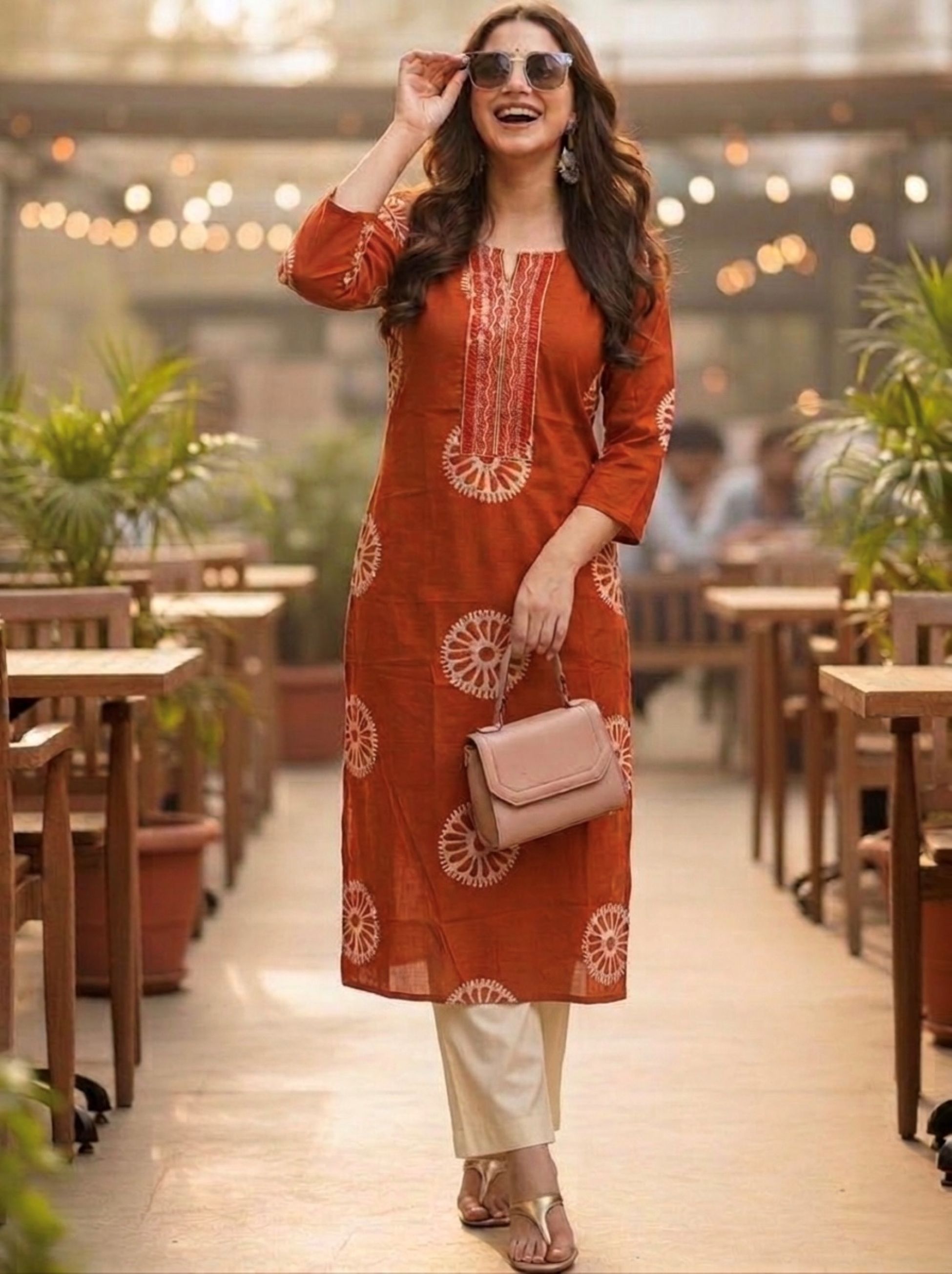 surhi Printed Pure Cotton Straight Kurta for Women-picture-1