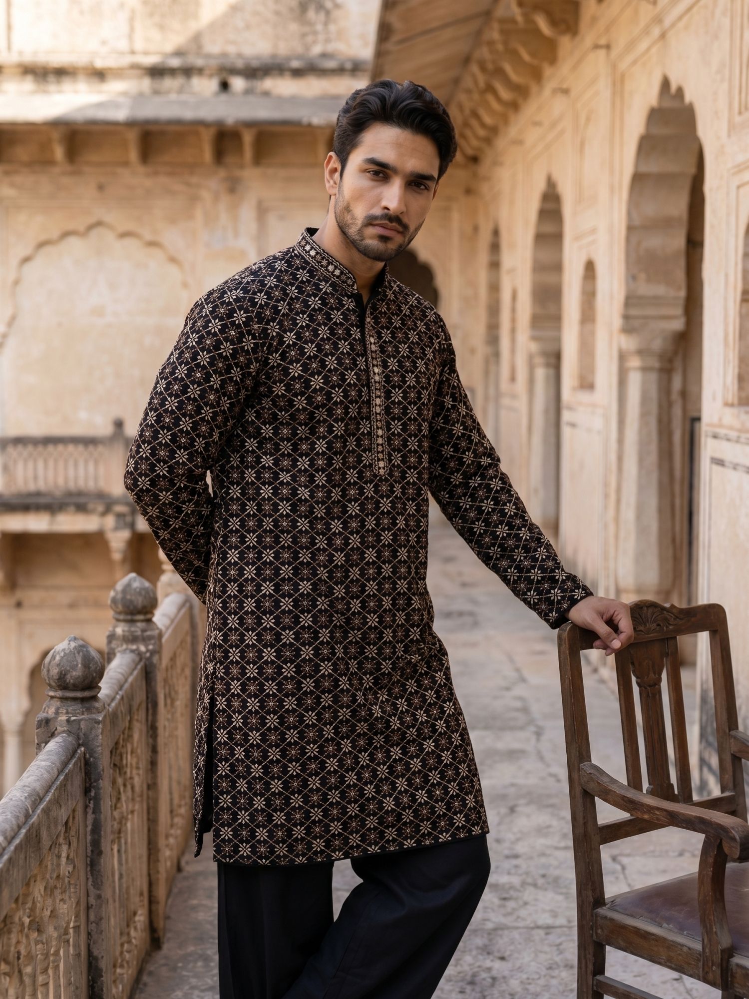 jompers Embroidered Viscose Rayon Straight Kurta for Men-picture-23