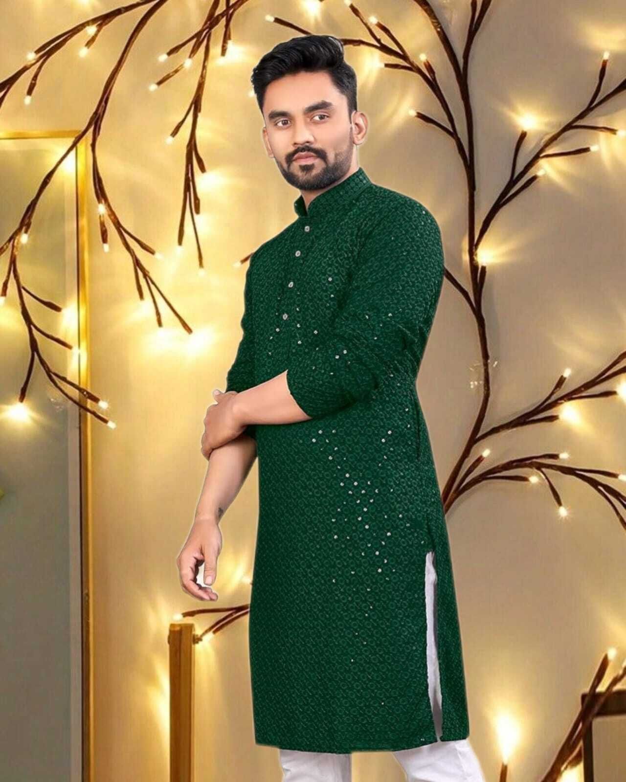thakkarcreation Embellished Cotton Rayon Straight Kurta for Men-picture-12