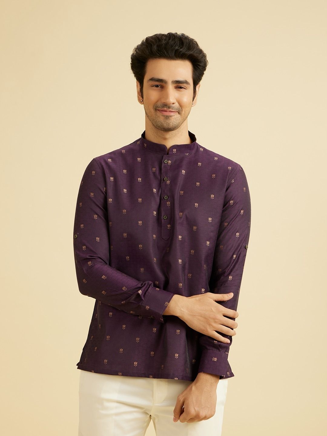 manyavar Men Woven Design Art Silk Straight Kurta-picture-11