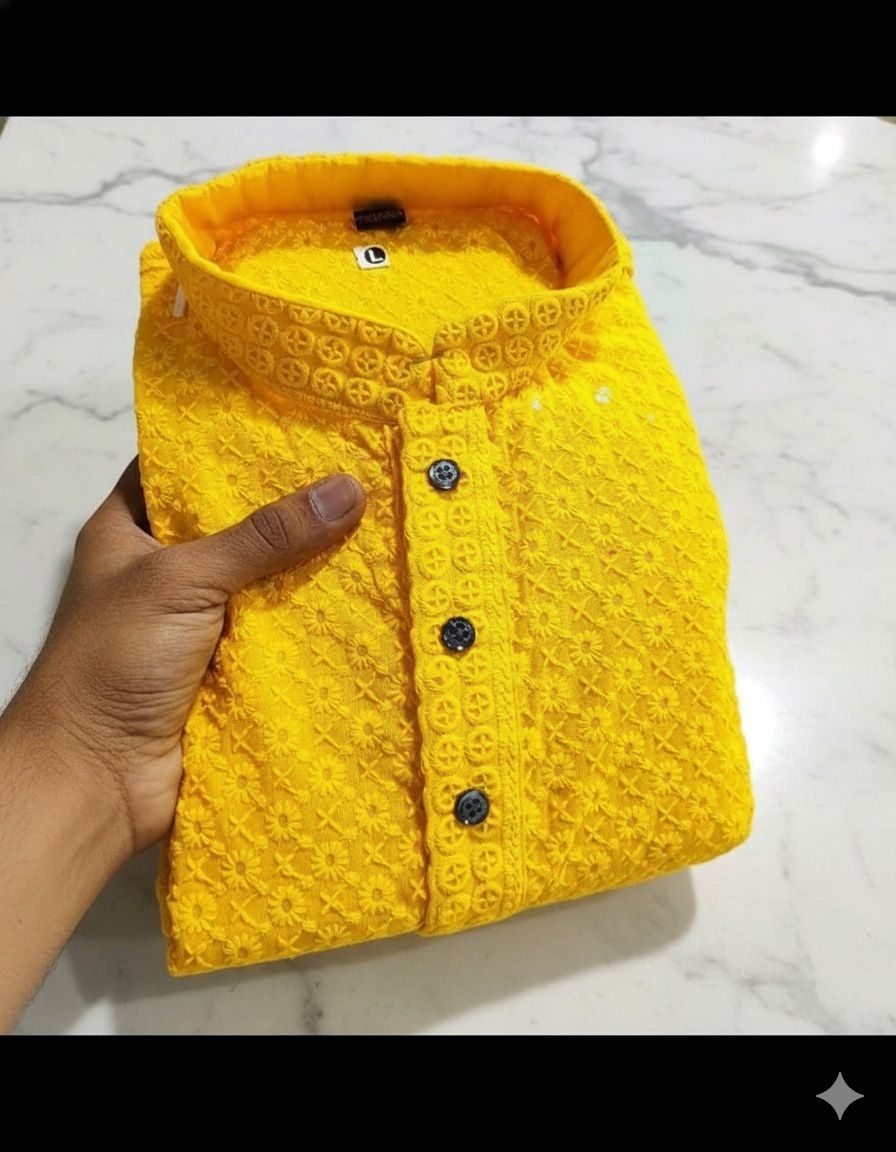 Men Embroidered Cotton Rayon Straight Kurta