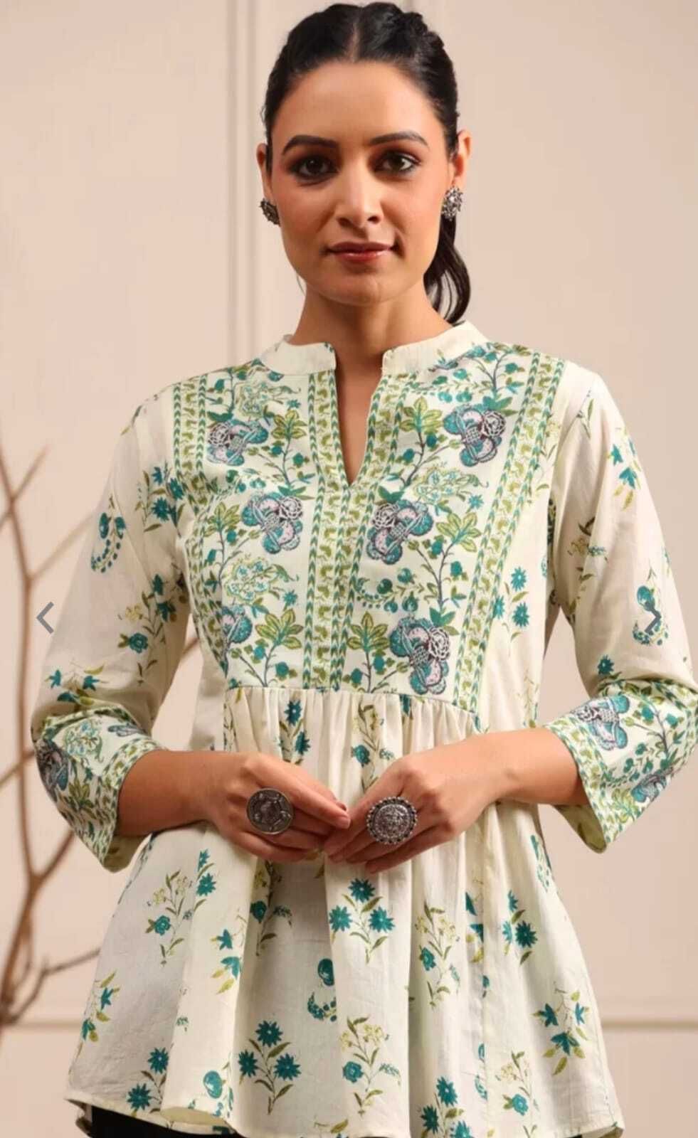clothi fab Women Printed Cotton Blend Flared Kurta-picture-11