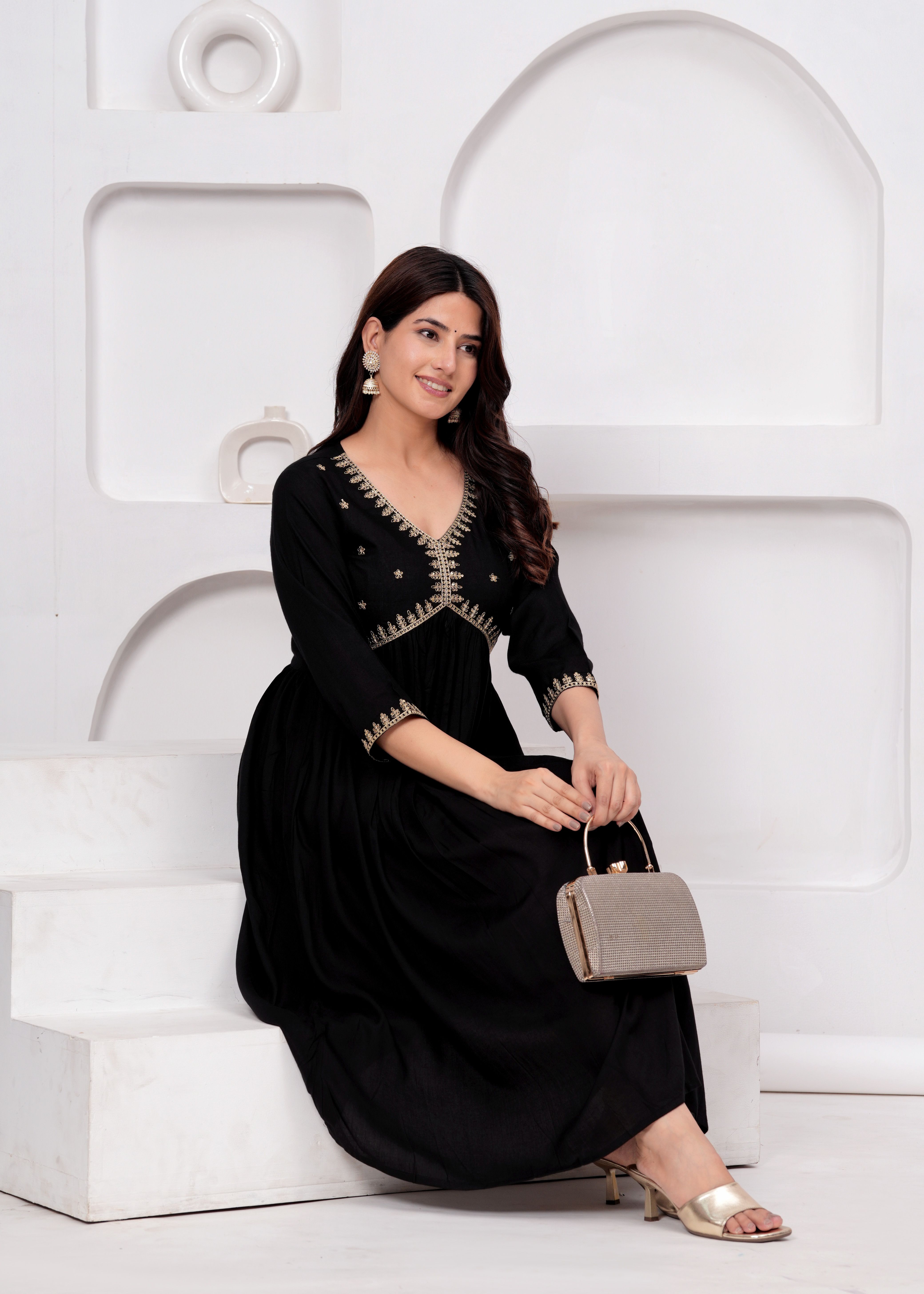 Women Embellished Viscose Rayon Anarkali Kurta-image-44