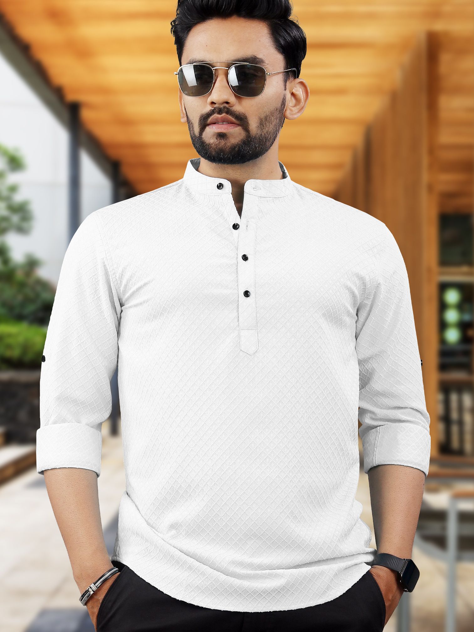vebnor Men Self Design Jacquard Straight Kurta-picture-12