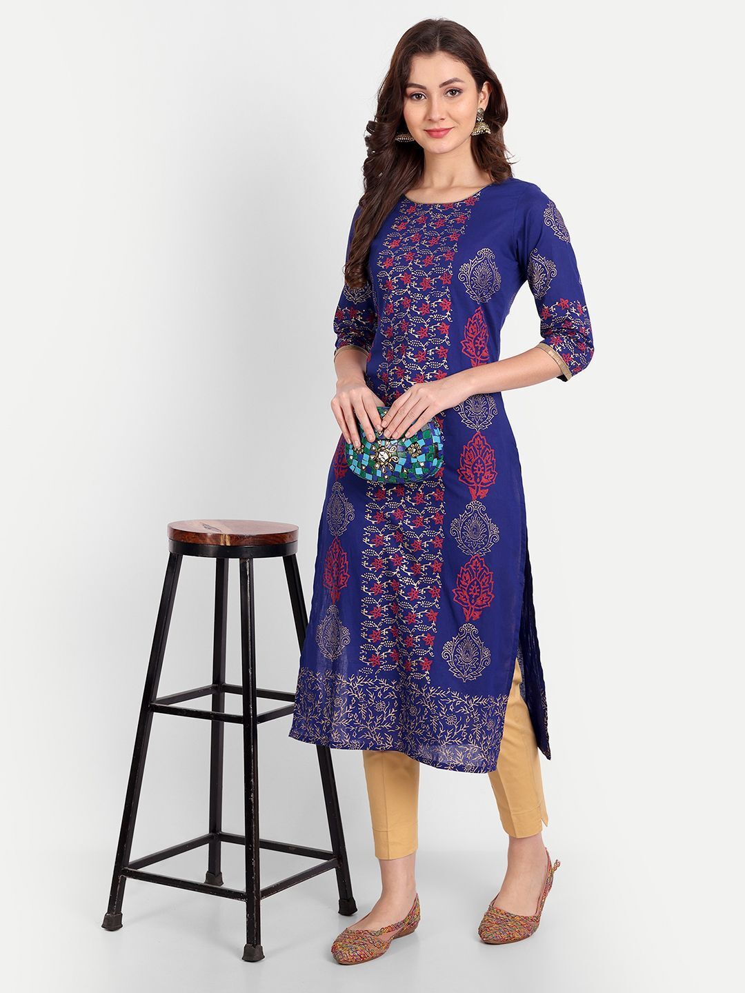 houseofcommon Women Printed Cotton Blend A-line Kurta-picture-18