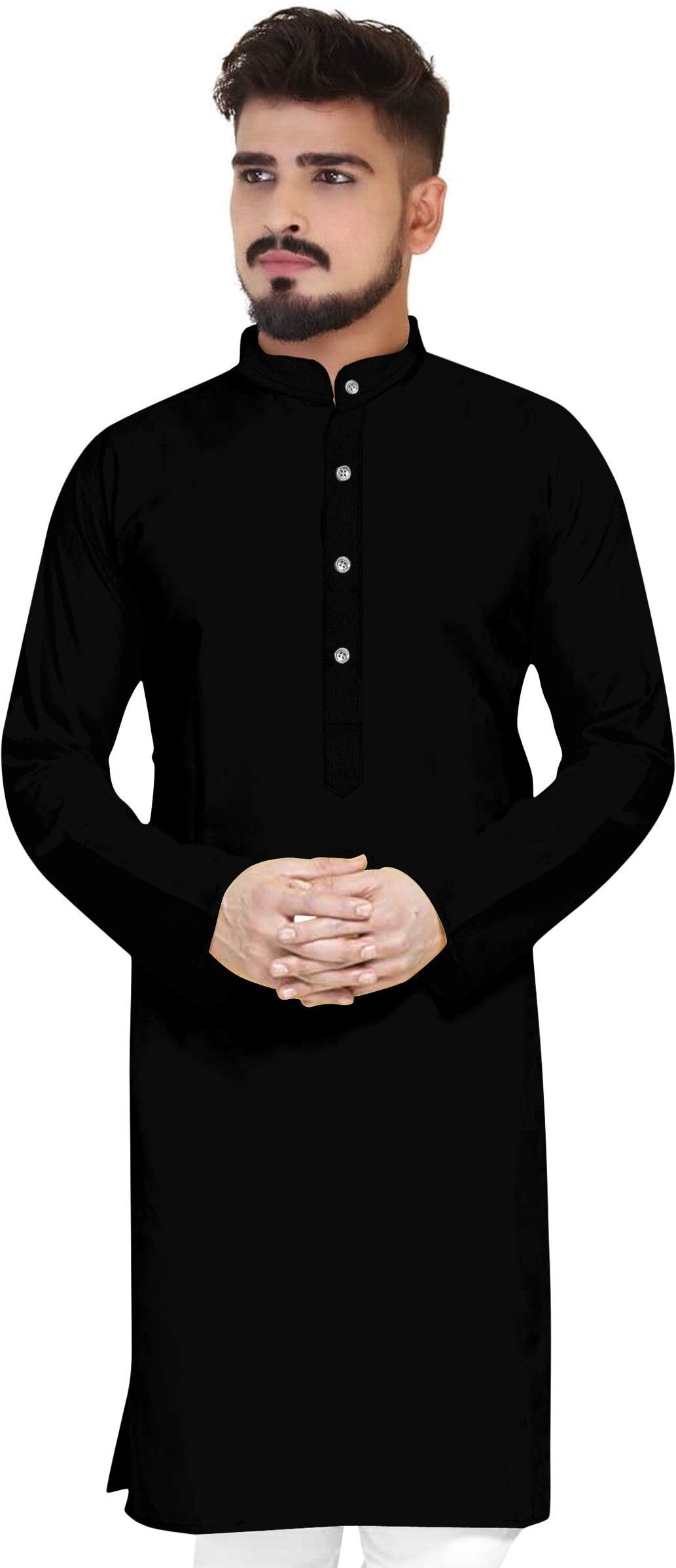 houseofcommon Solid Cotton Blend Straight Kurta for Men-picture-31