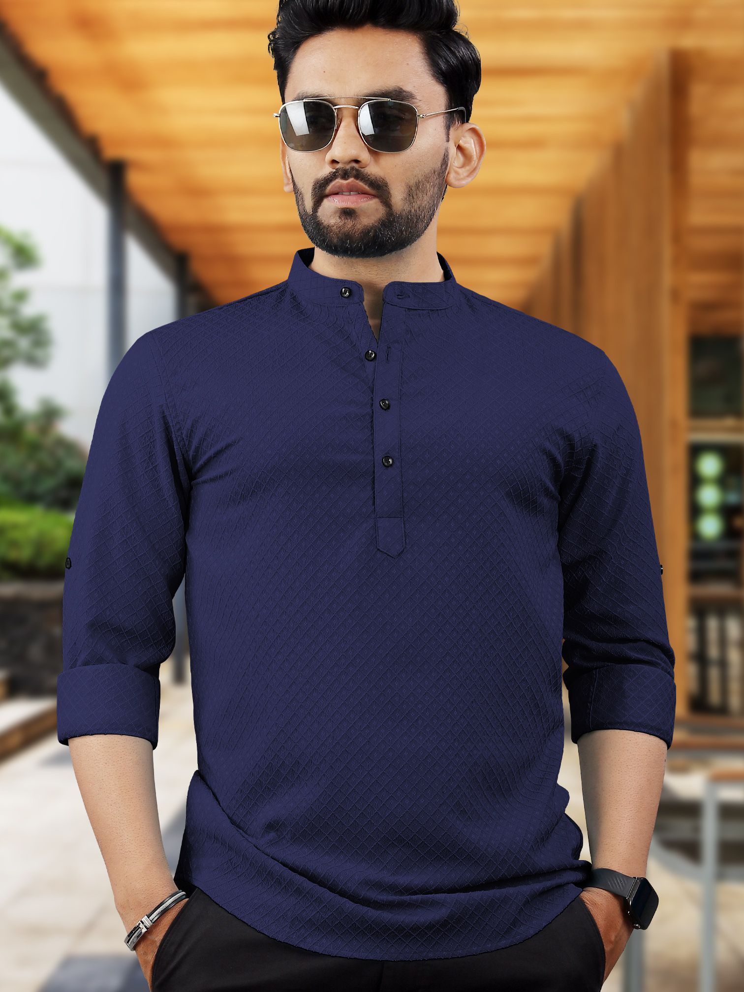 vebnor Men Self Design Jacquard Straight Kurta-picture-10
