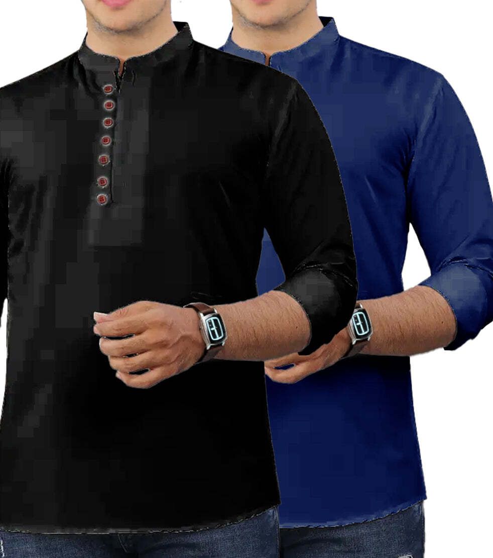 trend stylesh vastra Printed Cotton Blend Straight Kurta for Men-picture-25
