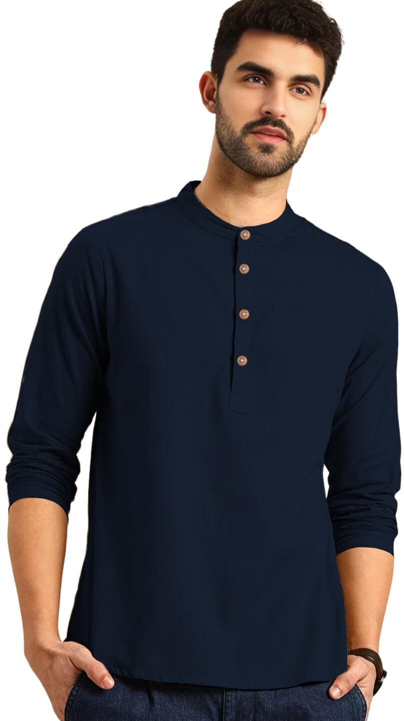 amritenterprise Solid Pure Cotton Straight Kurta for Men-picture-22